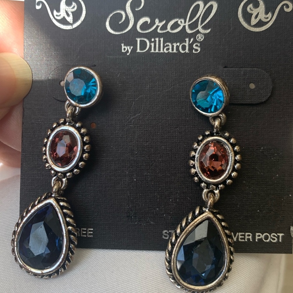 Multi Stone drop earrings - Picture 2 of 3